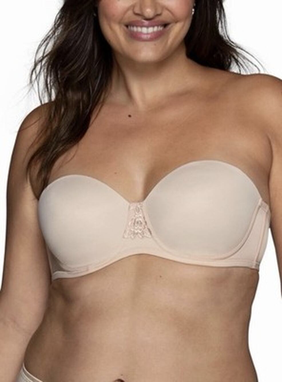 Vanity Fair Beauty Back Strapless Bra 74380 Beige Lightly Lined Sz 34B